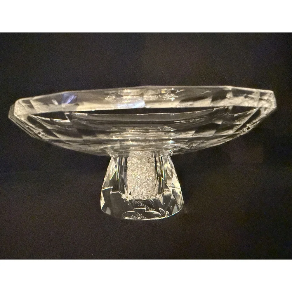 💎 Oleg Cassini Crystal “Diamond Filled” Pedestal Candy Dish – 6